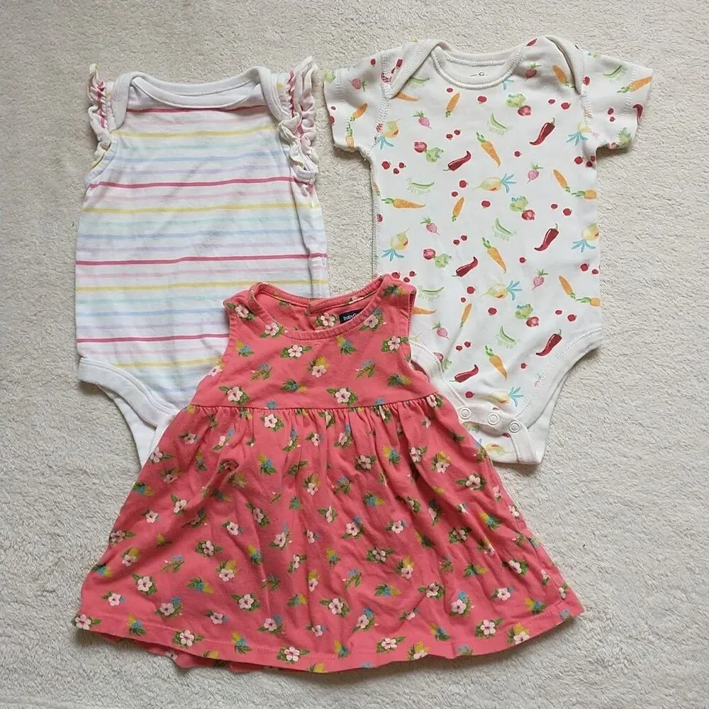 Baby Gap Short Sleeve Bodysuits Sleeveless Dress Baby Girl 0-3 Months Cotton